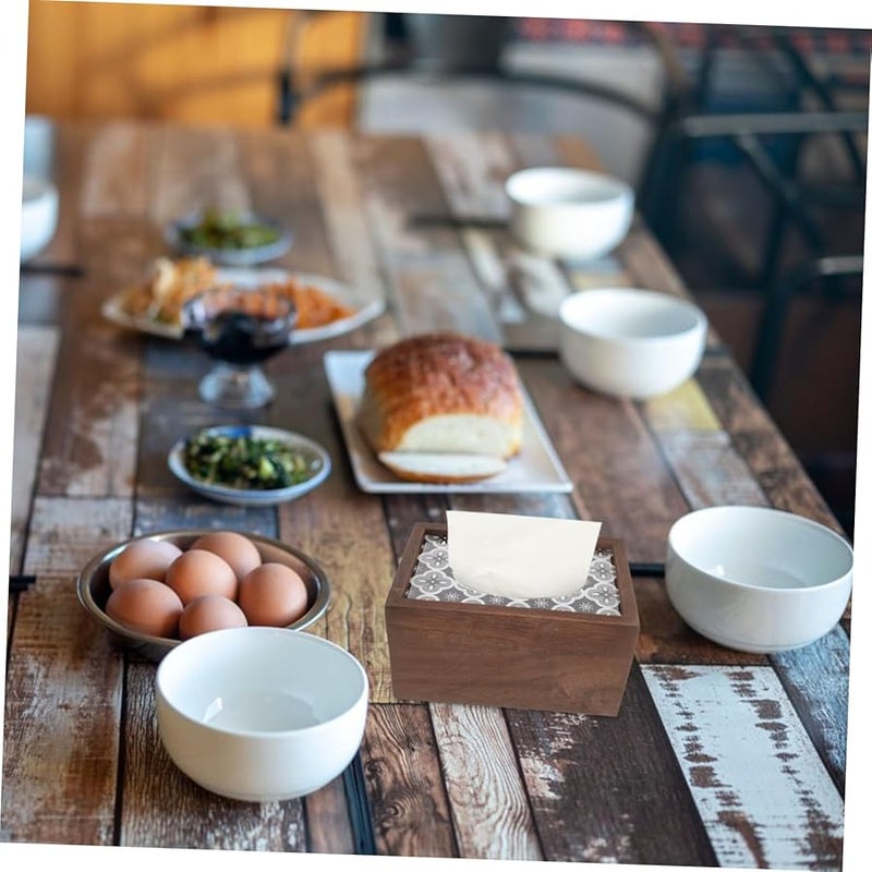 صندوق تخزين علب المناديل الخشبي العتيق لغرفة النوم وغرفة المعيشة - Image 3